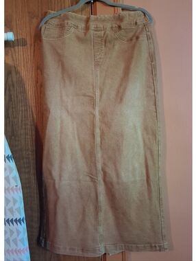 Tan Denim Maxi Skirt
